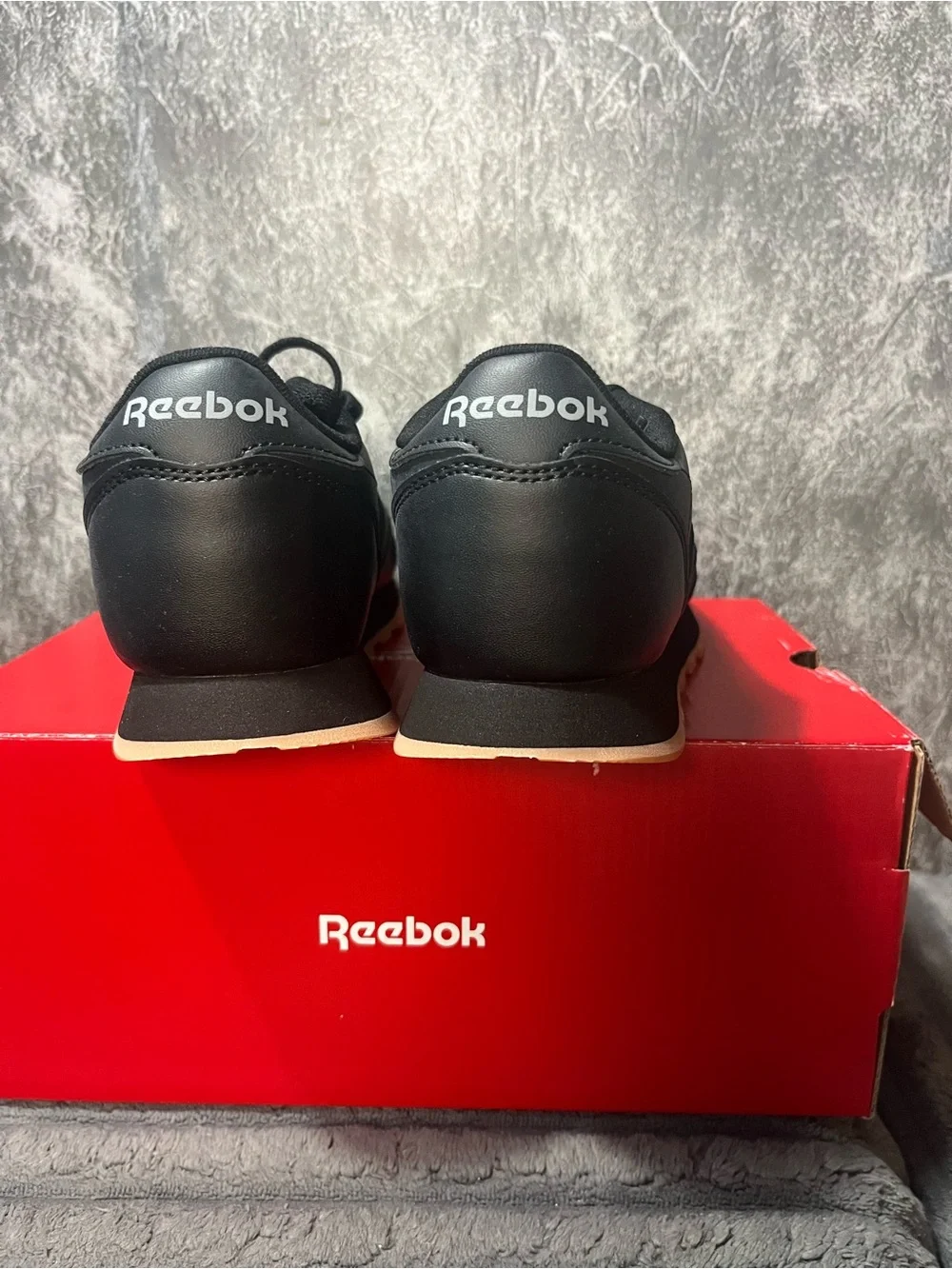 Reebok Men's Black Leather Sneaker with Gum Outsole